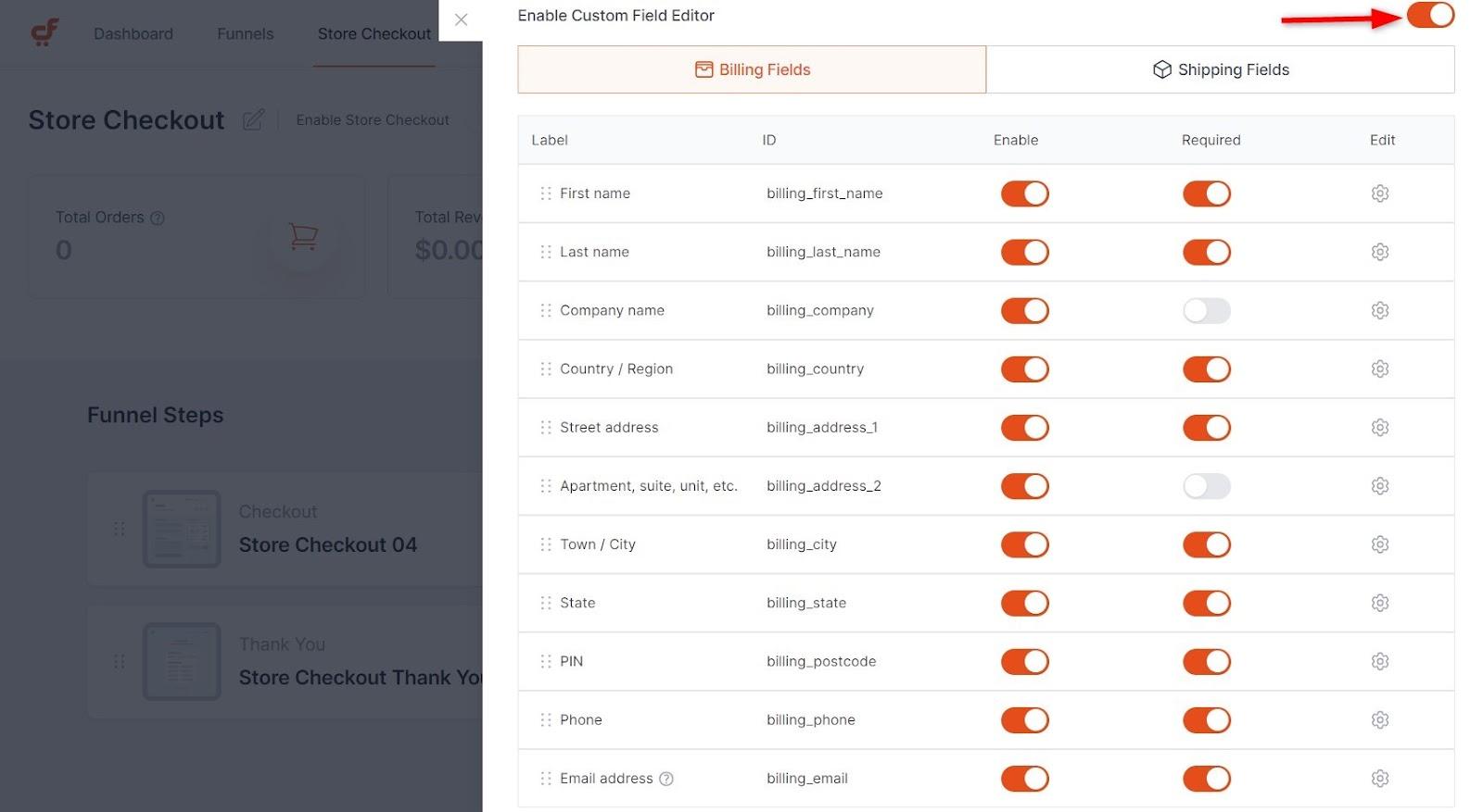 How To Customize the WooCommerce Checkout Page enable-custom-field-editor