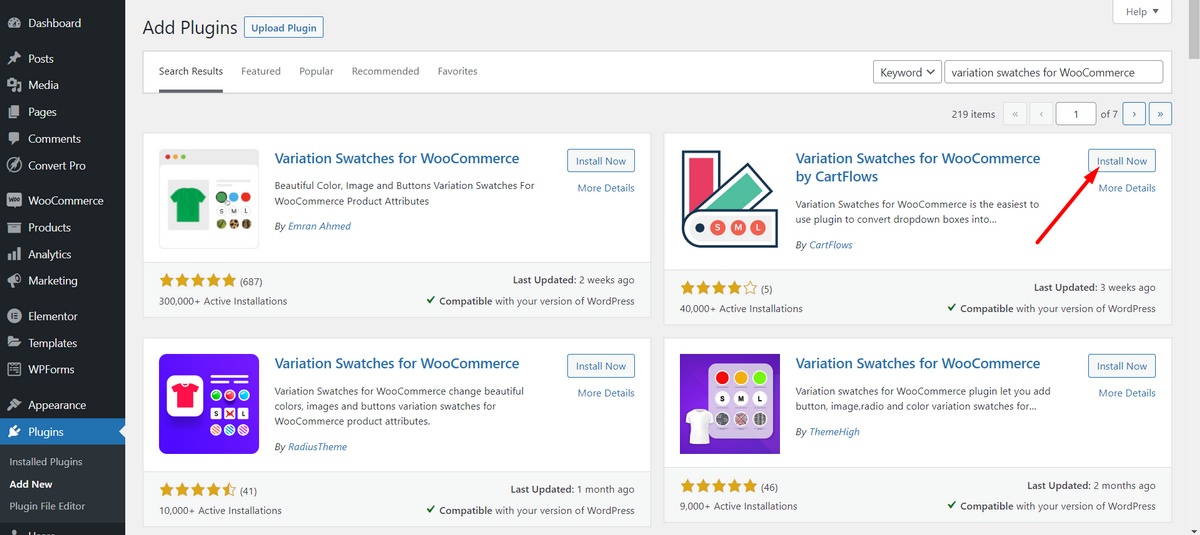 WooCommerce Product Variations: Your Complete Guide To Variable Products install now - Variation Swatches for WooCommerce Plugin