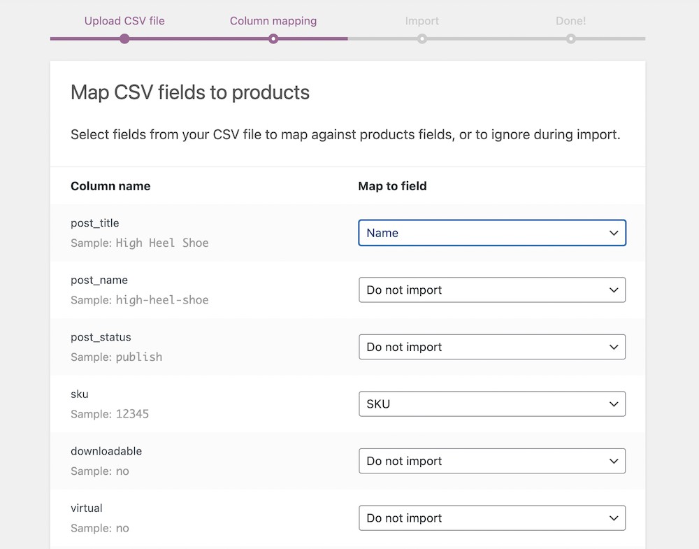 WooCommerce Product Variations: Your Complete Guide To Variable Products Map CSV fields to products