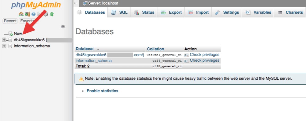 How To Install WordPress: Via cPanel, Manually or Locally phpMyAdmin dashboard