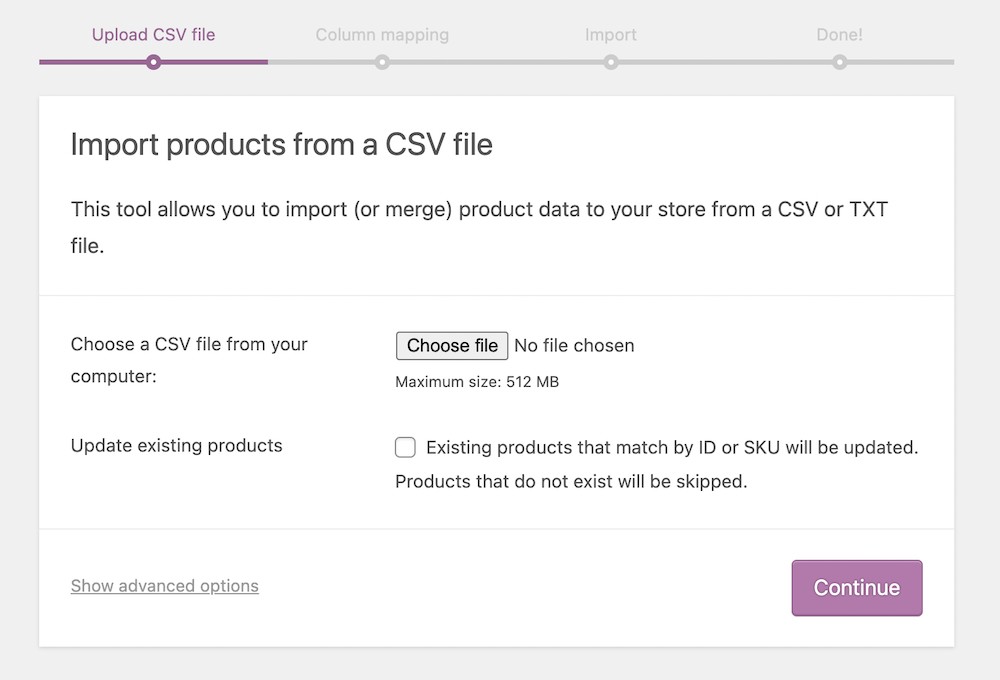 WooCommerce Product Variations: Your Complete Guide To Variable Products Select the CSV file
