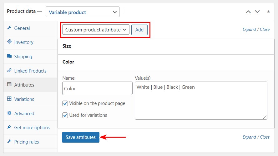 WooCommerce Product Variations: Your Complete Guide To Variable Products set custom product attribute