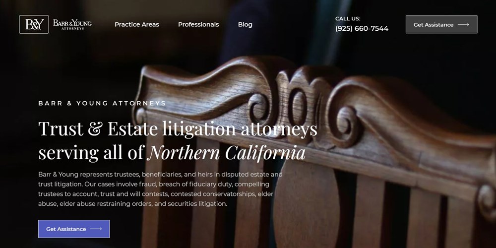 26 Best Law Firm Website Design Examples + Free Templates Barr & Young Attorneys Walnut Creek CA homepage