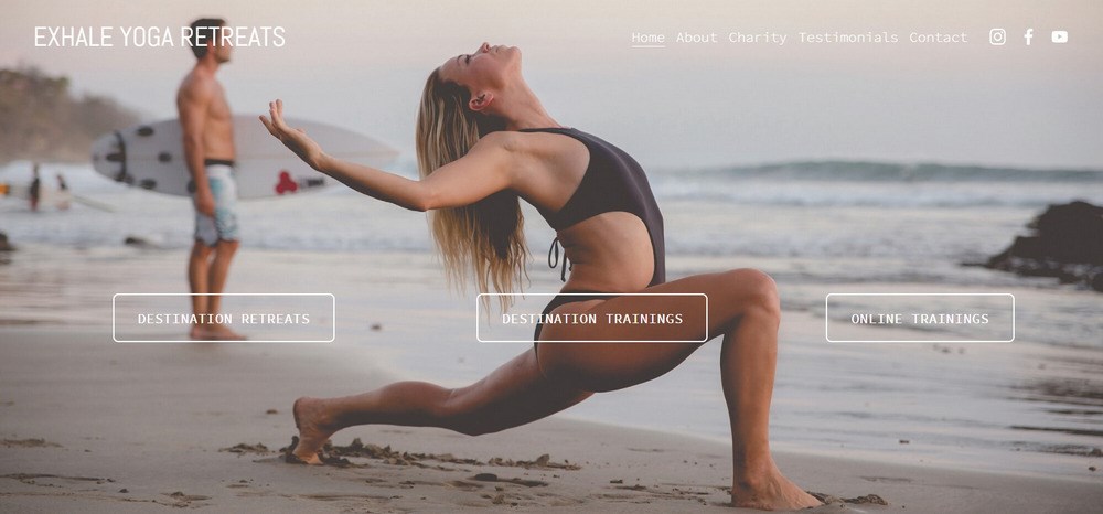 14 Best Yoga Websites: Web Design Inspirations for Studios and Teachers EXHALE YOGA RETREATS site