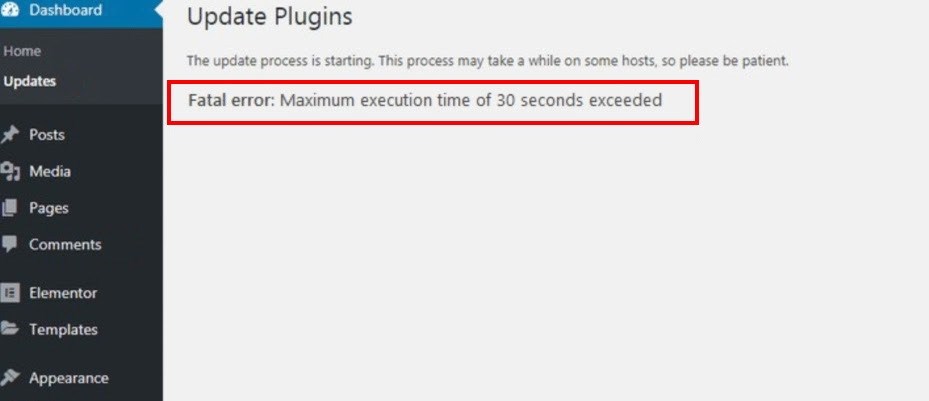 How To Fix WordPress Max Execution Time Errors Fatal Error example