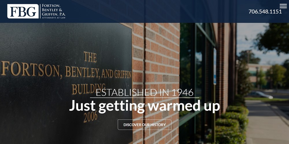 26 Best Law Firm Website Design Examples + Free Templates Fortson, Bentley & Griffin homepage