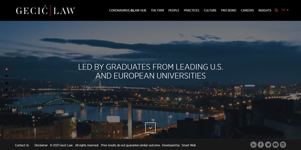 26 Best Law Firm Website Design Examples + Free Templates Gecić Law Law firm Serbia homepage