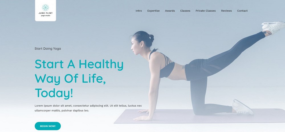 14 Best Yoga Websites: Web Design Inspirations for Studios and Teachers June Flint Yoga Studio Astra template