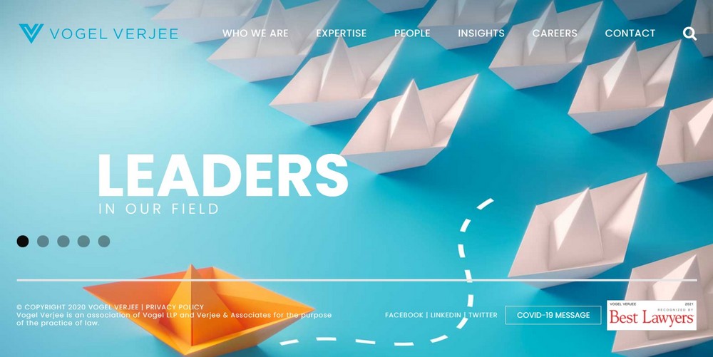 26 Best Law Firm Website Design Examples + Free Templates Vogel Verjee homepage