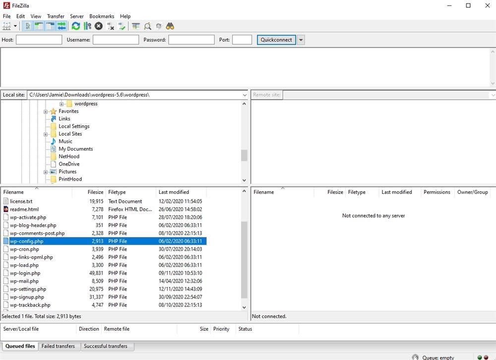 3 Quick and Easy Ways To Upload an HTML File to WordPress WP Config file using FTP