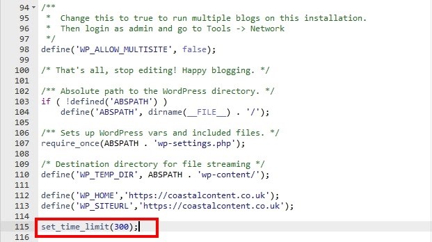 How To Fix WordPress Max Execution Time Errors edit wp-config file