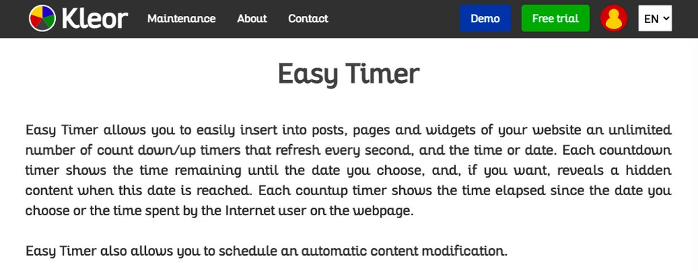 Scarcity Sells – 20 Best WordPress Countdown Timer Plugins To Boost Sales kleor easy timer WordPress plugin
