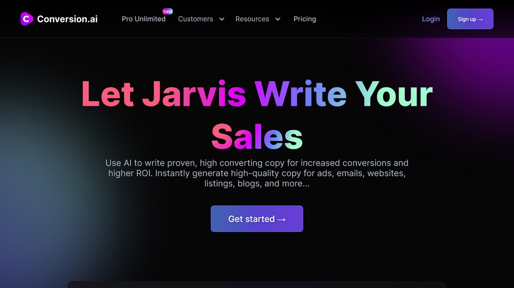 Jasper Review - Can Software Write Better Than You? Conversion ai homepage