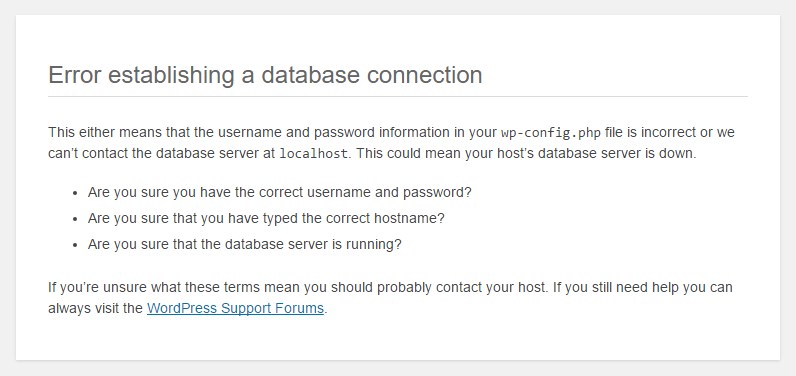 Error Establishing a Database Connection? 7 Ways To Fix It Fast! Error Establishing a Database Connection example