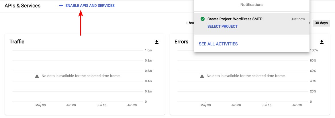 How To Set Up Gmail SMTP in WordPress To Send Emails – 2 Ways Google app dashboard