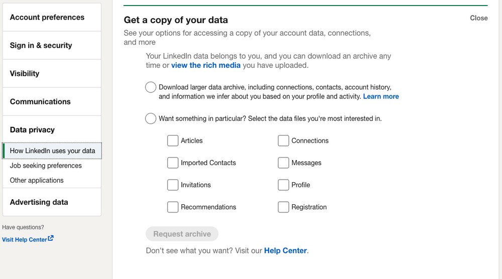 How To Find Someone's Email Address (13 Proven Ways) LinkedIn get copy of your data