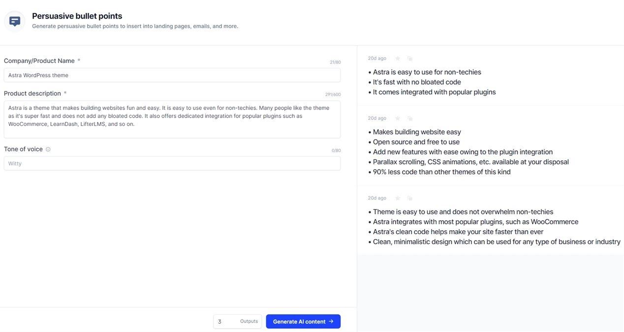 Jasper Review - Can Software Write Better Than You? Persuasive Bullet Points example