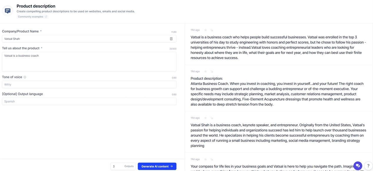 Jasper Review - Can Software Write Better Than You? Product Descriptions template example