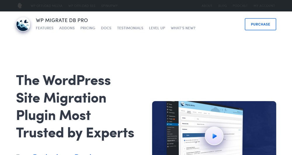 13 Best WordPress Migration Plugins - Free and Paid Options WP Migrate DB Pro homepage