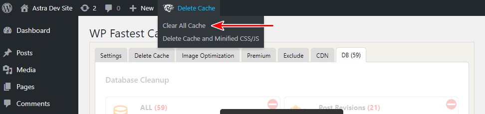 9 Easy Ways To Fix WordPress Too Many Redirects Errors WP fastest cache clear all the cache