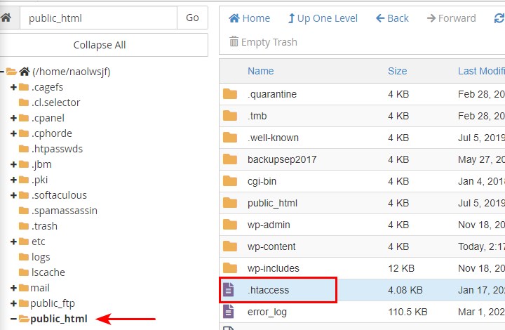 9 Easy Ways To Fix WordPress Too Many Redirects Errors access htaccess file using file manager