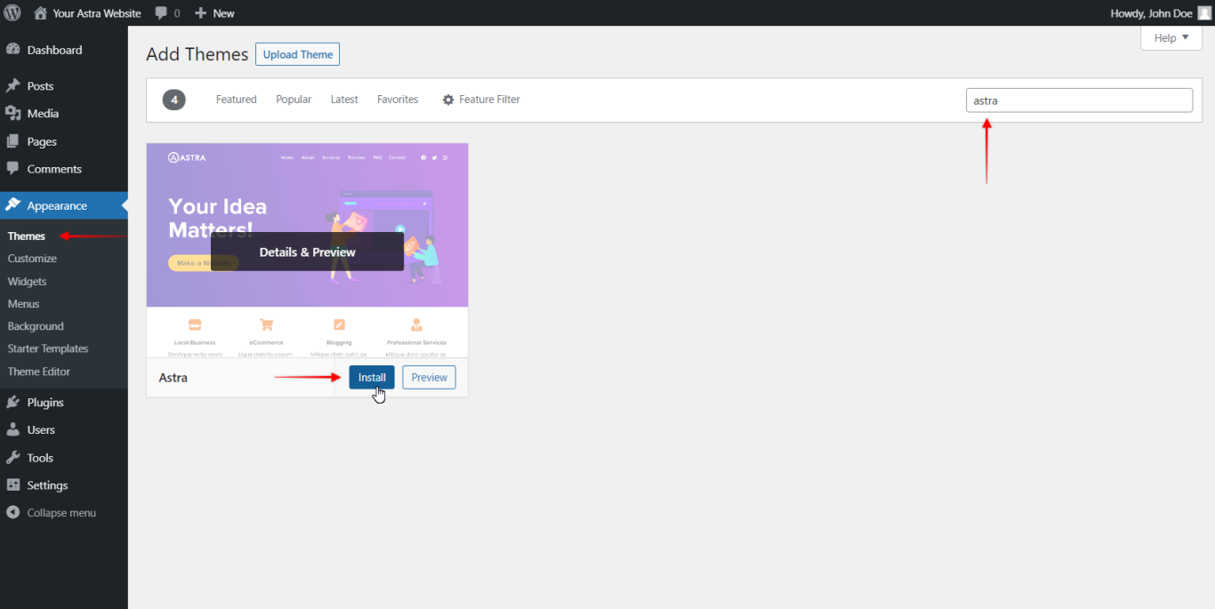 Astra Theme Walkthrough Astra Walkthrough - Install Astra, Astra 3.0+