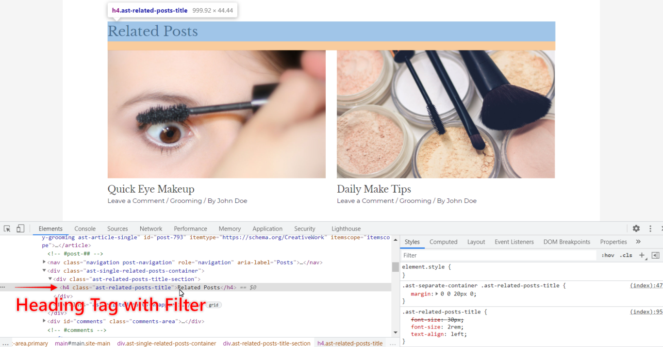 How to Change the Heading Tag for the Related Posts Title? Astra Theme - Related Posts Title Tag with Added Filter, Astra 3.0+