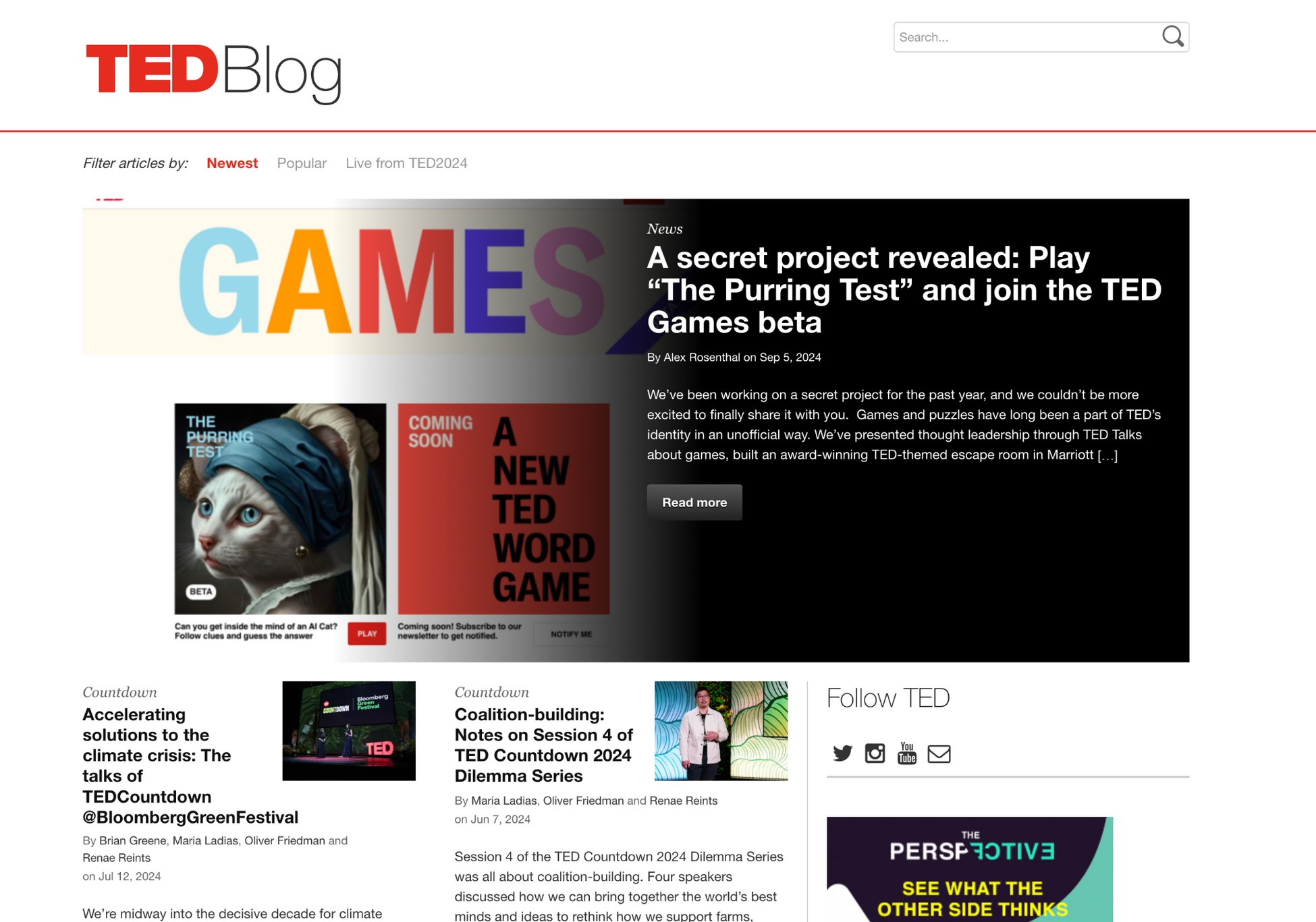 In Good Company: 14 Big Brand WordPress Website Examples Blog.Ted.Com