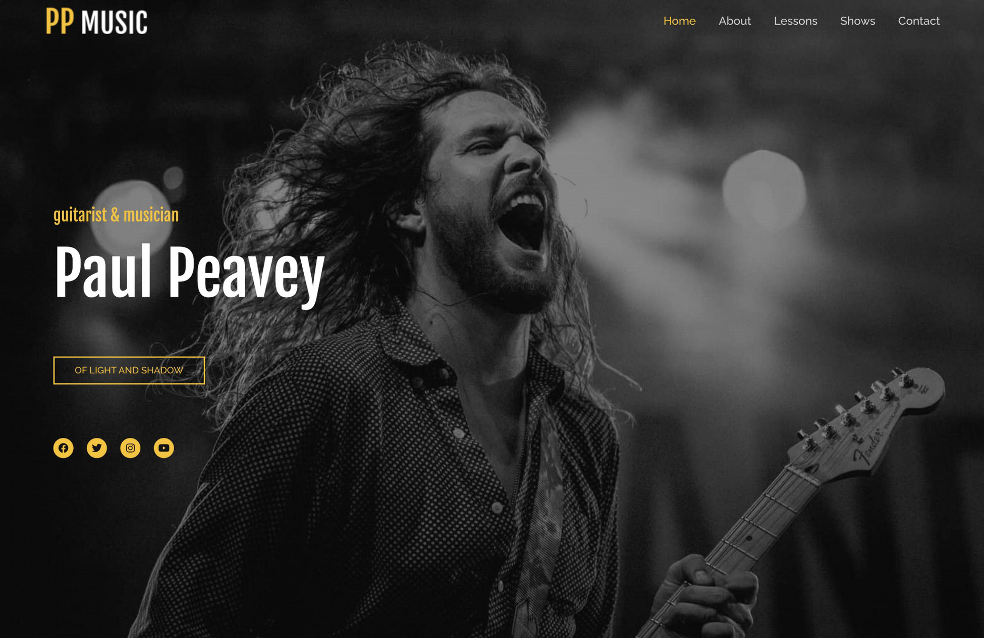 In Good Company: 14 Big Brand WordPress Website Examples Guitarist stater template for music