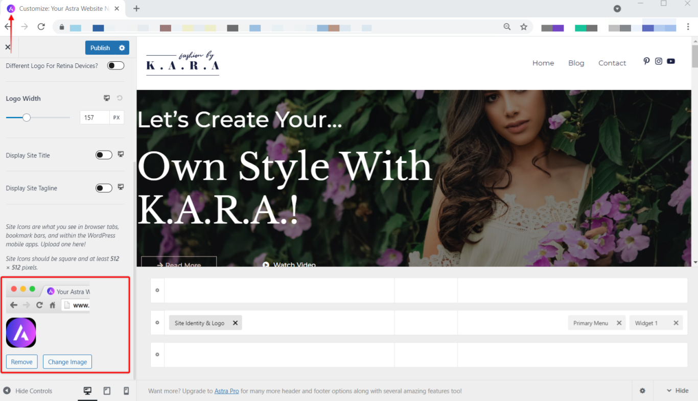 Manage Your Site Identity With Astra's Header Builder Astra Theme - Favicon