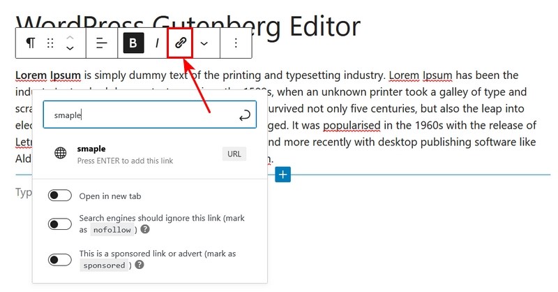 WordPress Block Editor (Gutenberg): Complete Guide for Beginners Adding link in Gutenberg
