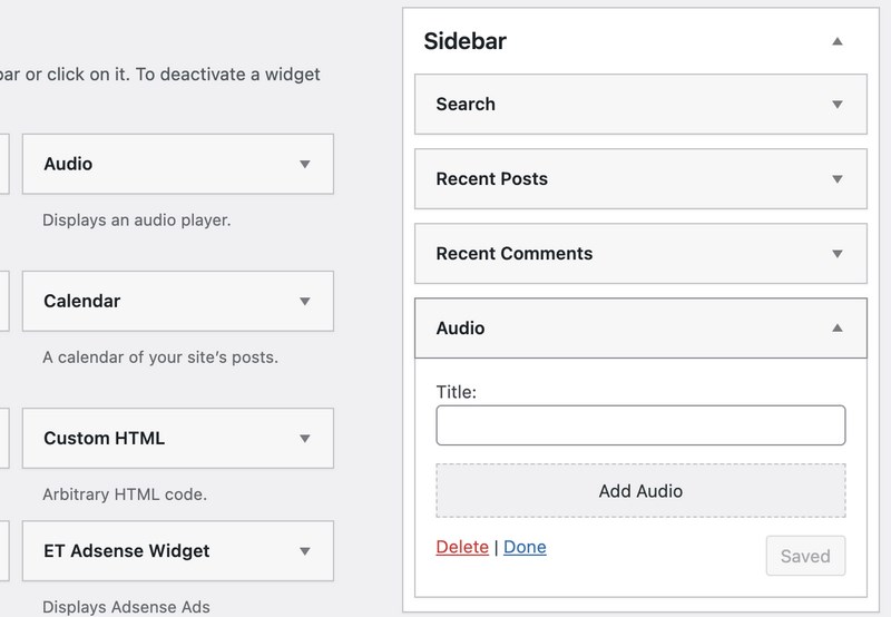 9 Best WordPress Audio Player Plugins for Hosting Music on Your Website Audio widget in WordPress sidebar