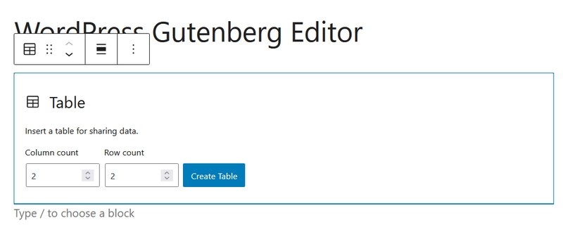 WordPress Block Editor (Gutenberg): Complete Guide for Beginners Create table in Gutenberg