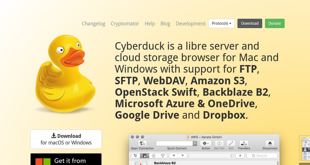 9 Best FTP Clients for Mac and Windows Users - Includes Free and Paid Clients Cyberduck Libre homepage