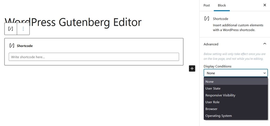 WordPress Block Editor (Gutenberg): Complete Guide for Beginners Gutenberg Shortcode block and settings