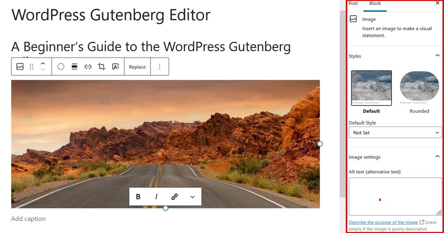 WordPress Block Editor (Gutenberg): Complete Guide for Beginners Gutenberg image block settings