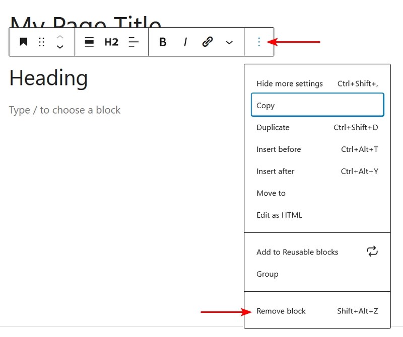 WordPress Block Editor (Gutenberg): Complete Guide for Beginners Remove Gutenberg block