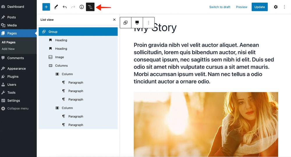 WordPress 5.8: What’s New in the Second Biggest WordPress Release This Year? WordPress 5.8 Gutenberg list view