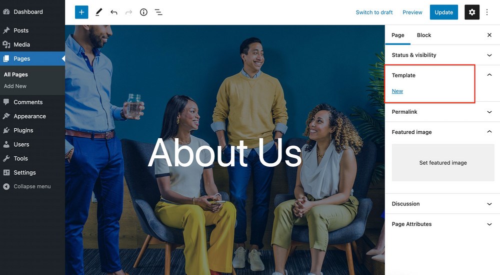 WordPress 5.8: What’s New in the Second Biggest WordPress Release This Year? WordPress 5.8 Page template