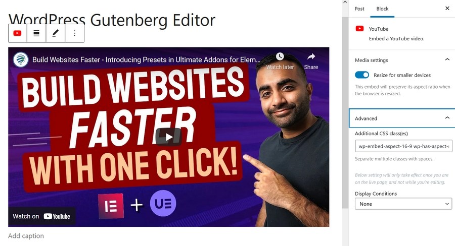 WordPress Block Editor (Gutenberg): Complete Guide for Beginners YouTube block settings