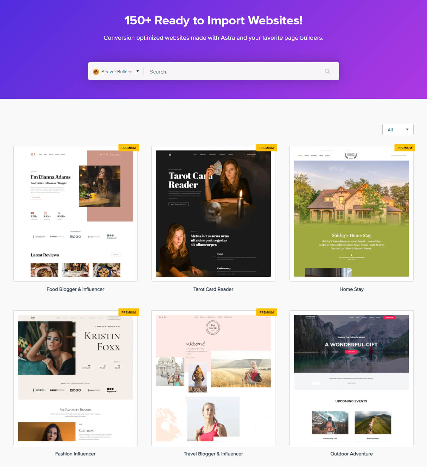New Beaver Builder Templates Set: Influencers, Home-Stay, and Tarot Card Reader Beaver Builder Site Templates