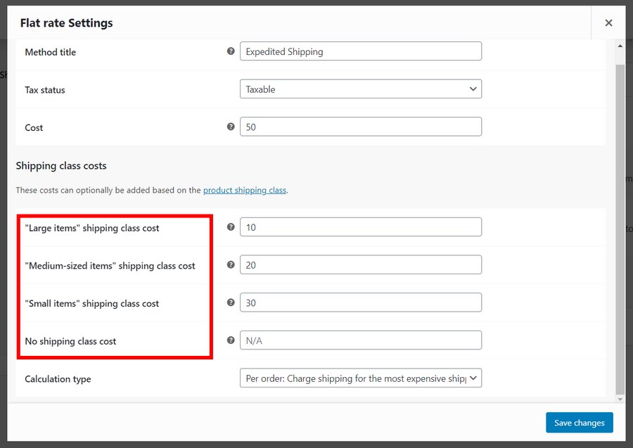WooCommerce Flat Rate Shipping: All You Need to Know + Setup Guide edit shipping class costs