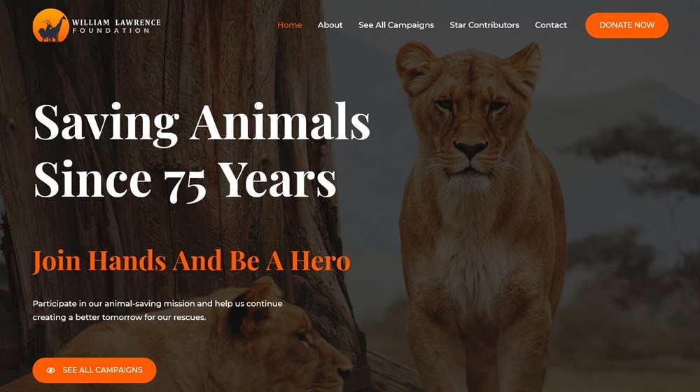 280+ Elementor Templates for Every Niche (Free + Premium) Animal Welfare demo site
