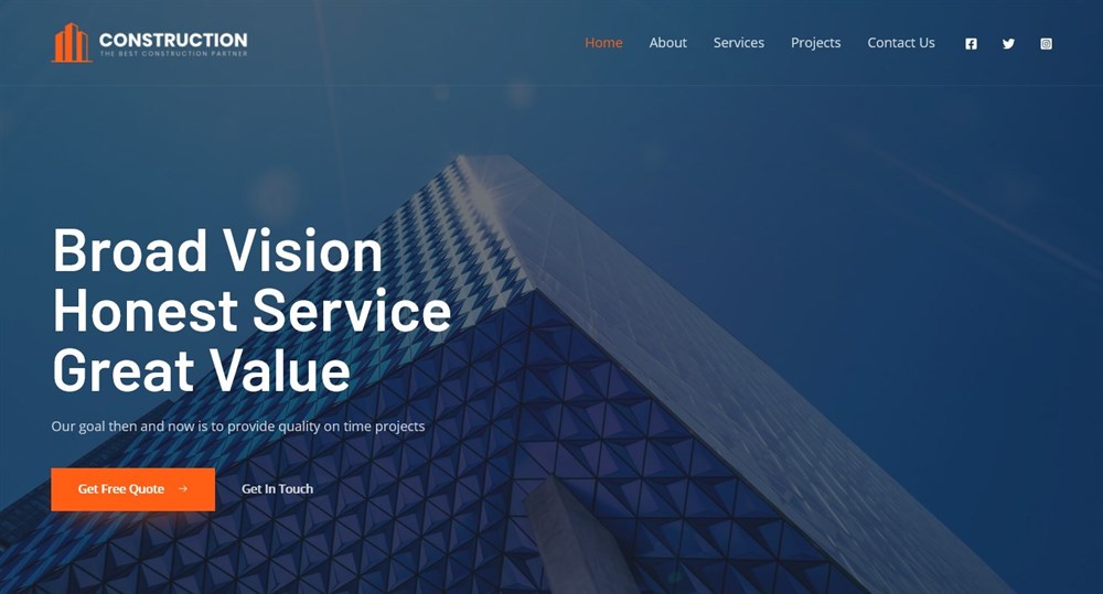 280+ Elementor Templates for Every Niche (Free + Premium) Astra's Construction demo site