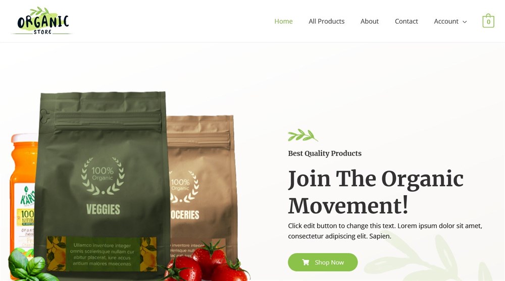 280+ Elementor Templates for Every Niche (Free + Premium) Astra's Organic Store demo