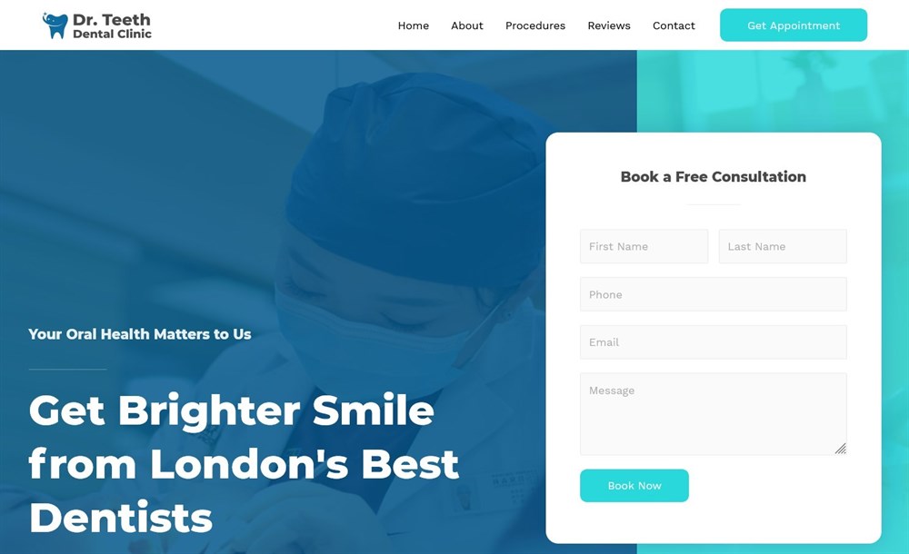 280+ Elementor Templates for Every Niche (Free + Premium) Astra's template Dentist Clinic