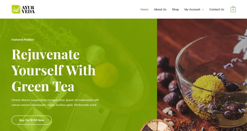 280+ Elementor Templates for Every Niche (Free + Premium) Ayurveda Astra's demo website