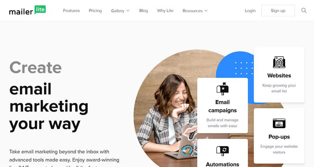23 Best Email Autoresponders for Marketing Automation (Free and Paid Software) MailerLite homepage