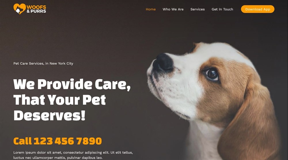 280+ Elementor Templates for Every Niche (Free + Premium) Pet Services template demo