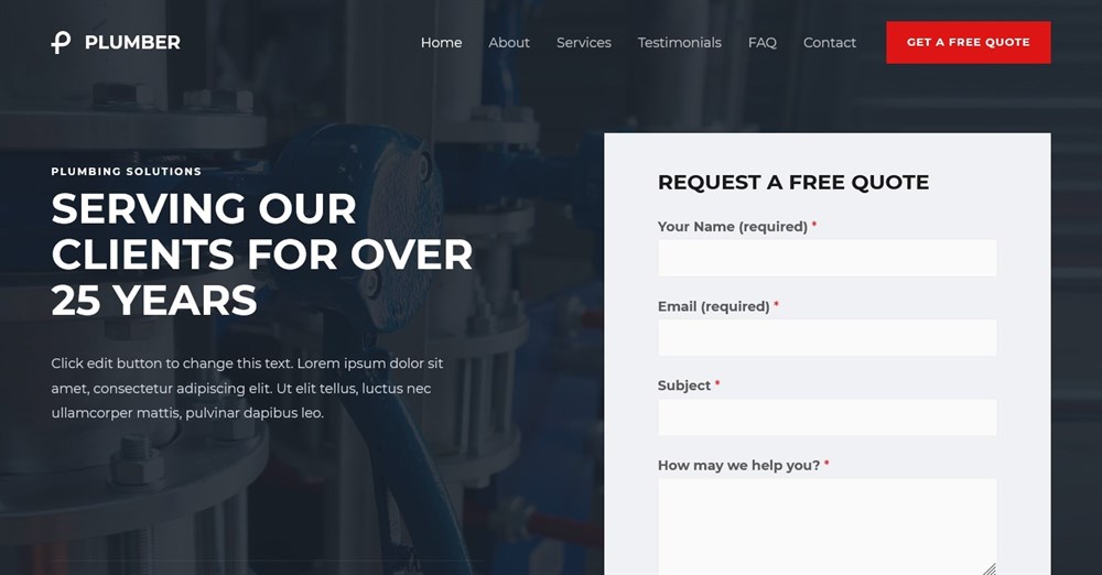 280+ Elementor Templates for Every Niche (Free + Premium) Plumber demo site